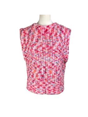 Attic and Barn NWT Wool Knit Pink Multicolor Chunky Knit Open Back Sweater Vest